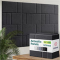 Acoustic Panels 12-Pack Soundproof Wall Panels 12"x12"x0.4" Decorative Sound Dampening for Your Home, Office, Studio, Bedroom & More with Unique GridFrame Carving [Dark Gray]