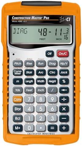 Calculated Industries 4065 Construction Master Pro Advanced Construction Math Feet-inch-Fraction Calculator for Contractors, Estimators, Builders, Framers, Remodelers, Renovators and Carpenters