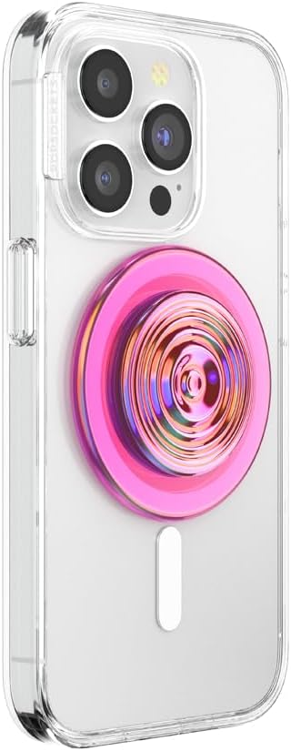 PopSockets Phone Grip for MagSafe, Magnetic Holder- Ripple Absinthe | Removable, For Kindle / Android / iPhone, With Magnet, Hot Pink, Iridescent, Holographic