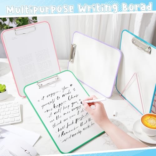 Seajan 4 Set Writing Slant Board with Stand, 15°-75° Desktop Whiteboard Dry Erase Clipboard 12x9 Inch Portable Reusable Handwriting Practice Teacher Office Supplies for Reading Drawing Studying