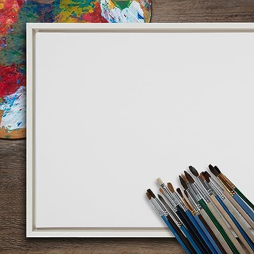 Kate and Laurel Sylvie Blank Framed Canvas Wall Art, 18x40 White, Modern Empty Canvas for Paint-Your-Own Art, Premium Framed