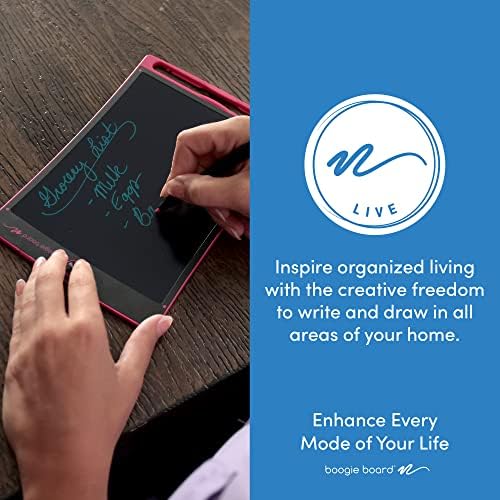 Boogie Board Jot Reusable Writing Tablet for Adults, 8.5 Digital Notebook with Instant Erase, Digital Notepad with Magnets, Note Taking Tablet for Work or School, Flamingo Pink