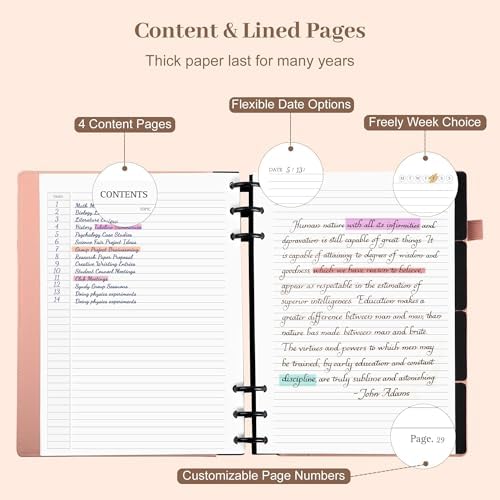Yoment Refillable Journal Notebooks for Work, Journal for Women Men,Pink