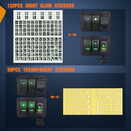 Nilight 2 Gang Rocker Switch Box w/Voltmeter PD Type C and USB Socket