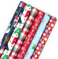 Hallmark Kids Christmas Wrapping Paper Rolls with Cutlines on Reverse (6 Rolls: 180 Sq. Ft. Total) Dinosaur, Unicorn, Flamingo, Koala