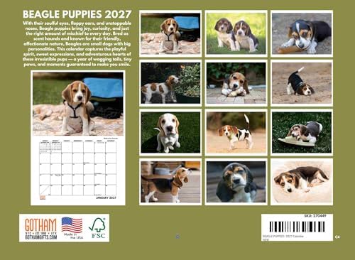 Beagle Puppy Calendar 2027 Monthly Wall Calender 12 Month