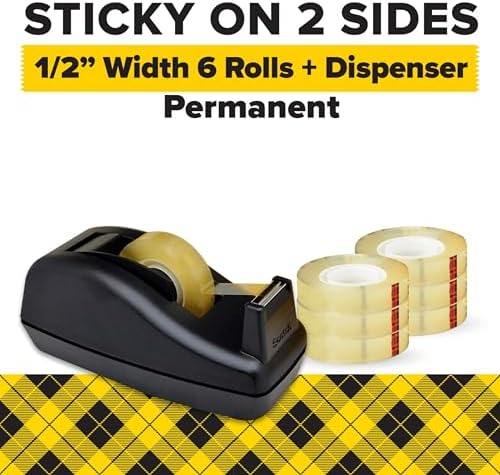 Scotch Double Sided Tape with Tape Dispenser, 0.50 in. x 900 in.