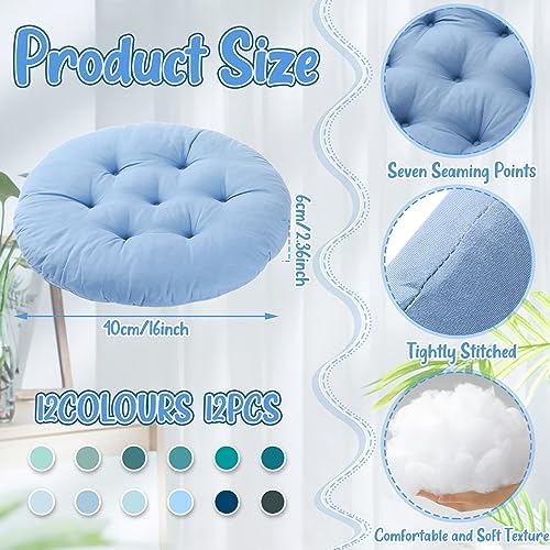 Fumete 12 Pcs Round Floor Pillows Cushions Seating 16 x 16 Inches Floor Round Cushions for Kids Toddlers Flexible Reading Chair Pillows for Classroom Home School Playing Supplies(Multicolor)
