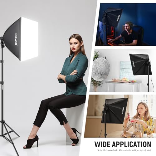 NEEWER 16x16in/40x40cm Softbox with E26 Porcelain Socket/Power Cord/White Diffuser/Stand Adapter, Durable Nylon Softbox Lighting Modifier for Studio Photography Lighting, SF4040 (US Plug)
