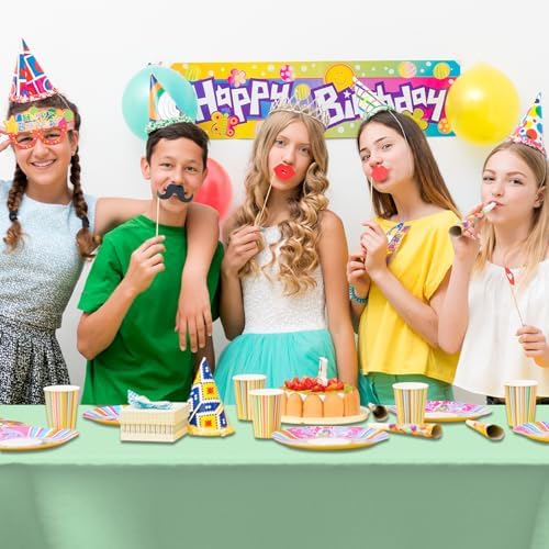 CXPSINC 54 Inch X 100 Feet Plastic Table Cover Roll Disposable Tablecloth with Slide Cutter for All Type/Shape Tables | Party, Banquet, Birthdays, Weddings(Sage Green, 100 Feet)