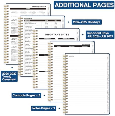 Planner 2026-2027, Weekly & Monthly Academic Calendar, Jul 2026 – Jun 2027