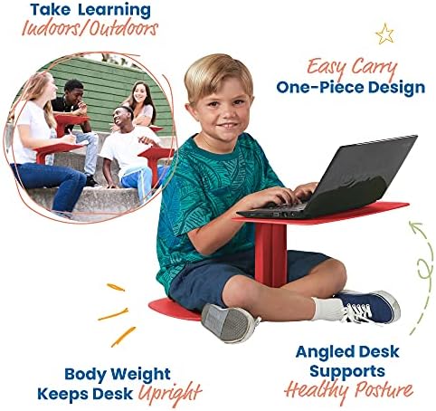 ECR4Kids The Surf Portable Lap Desk, Flexible Seating, Red