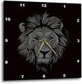3dRose DPP_272823_3 Trendy African Wildlife Lion Animal Portrait Illustration Style Black Wall Clock, 15 x 15
