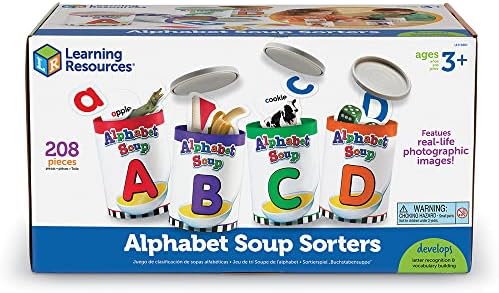Learning Resources Alphabet Soup Sorters - 208 Pieces, Ages 3+, Early Phonics Manipulatives, ABCs, Alphabet Awareness & Recognition, Alphabet Soup Games