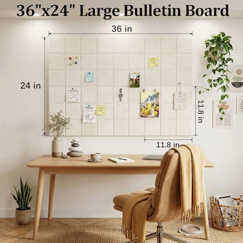 Large Felt Bulletin Board for Walls: 6-Pack Black Cork Board Alternative 11.8x11.8 Inch Peel and Stick Pin Board Wall Decor for Home Organization, Office Memo Board, Self-Adhesive Wall Tiles