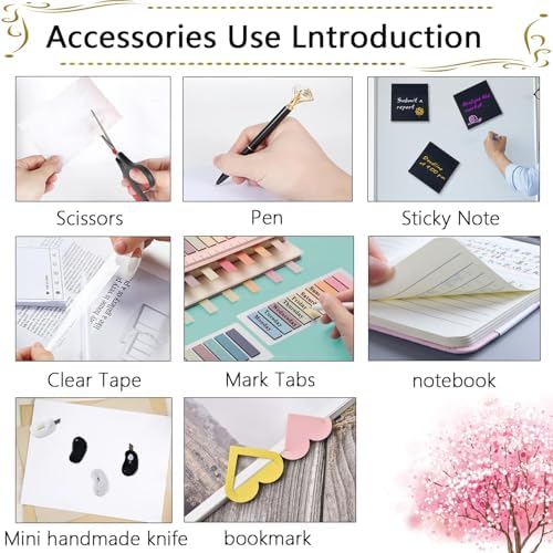 Office Supplies,Desk Accessories,Stapler and Tape Dispenser Set,1000 Staples,Staple Remover,Pen Holder,Folding Phone Holder,Journal Notebook,Ballpoint Pen,Scissor,Ruler,Clear Tape,Sticky Notes,Ect
