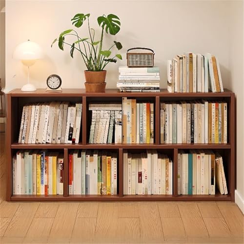 Lumber Organizer Shelf 3/4 Shelves, Lateral Filing or Vertical, Closed Back Floor-standing Bookshelf Rack Bookcase Cabinet Tiered Shelf Grid Storage Unit Dark Walnut 55.1"L x 9.4"W x 23.6"H