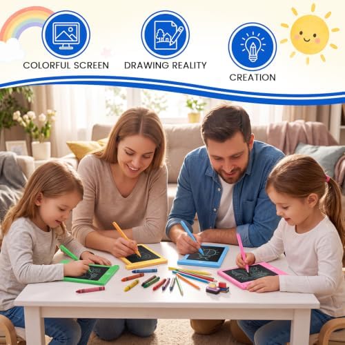 Nezyo 16 Pieces 4.5 Inch Mini LCD Writing Tablet for Kids Electronic Doodle Board Colorful Drawing Tablet Bulk Erasable Writing Pad Reusable Learning Gift for Girls Boys Party Favor(4 Colors)