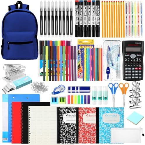 Gilprop 81 Pcs School Supplies Kit Back to School Supply Bundle, Blue
