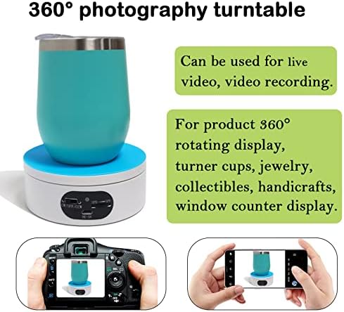 YVV Rotating Display Stand, 360 Degree Motorized Rotating Turntable, Adjustable Speed Rotating Display Stand, Electric Spinner for Photography Products Shows, Turner for Tumblers Display Base, White
