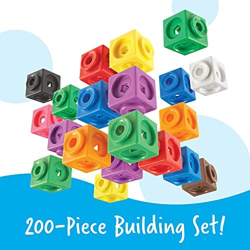 Learning Resources MathLink Cubes Big Builders - Math Manipulatives Kindergarten Games, Pattern Building Blocks, Counting Blocks, STEM Sets, Classroom Counters, Fine Motor Skills, Gifts for Kids