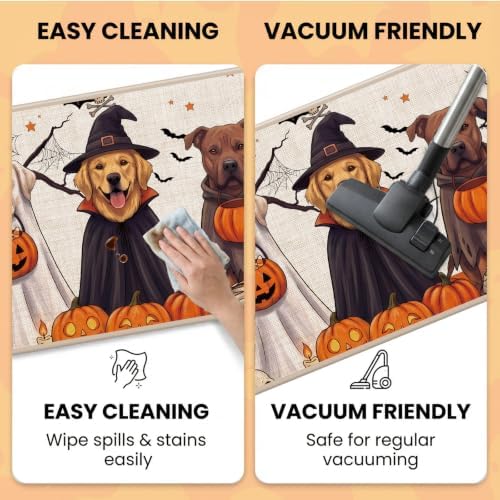 Halloween Kitchen Mats, Pumpkin Ghost Dog Kitchen Rugs
