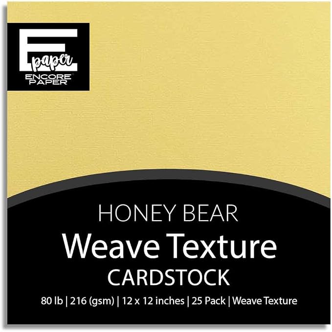 Honey Bear—12x12 Textured Cardstock | 80lb Textured Yellow Scrapbook Paper | Premium Cardstock for Cricut Cutting | 25 Sheets