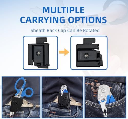 Heavy Duty 6 in 1 Multifunctional Trauma Shears Foldable | Stainless Steel emergency response scissors | Survival Shears with Holster | Medical Trauma shears Tactical With Strap Cutter | Blue