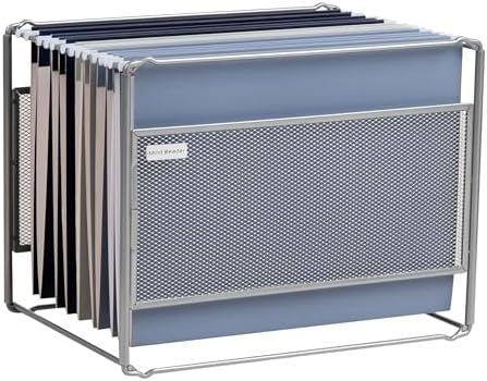 Mind Reader Hanging File Folder Organizer, Desktop Organizer, Storage, Office, Metal Mesh, Silver