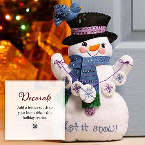 Bucilla Felt Applique Door Stopper Making Kit, Let It Snow, Perfect for DIY Arts and Crafts, 89632E