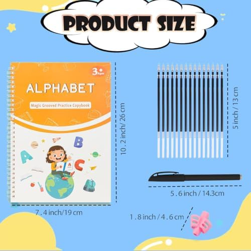 Magic Grooved Writing Practice Books for Kids, Reusable Tracing Workbooks
