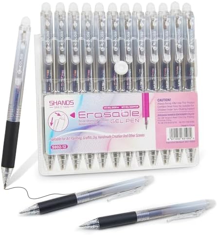 12Pcs Retractable Erasable Gel Pens Clicker,Fine Point 0.7mm Smooth Writing Pens,For Writing Journaling Taking Notes School Office Home. (12Black)