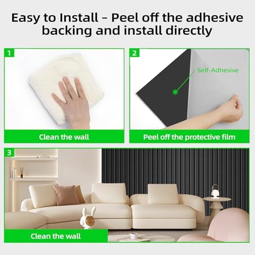 6 Pack Sound Proof Foam Panels for Walls 47.2"x23.6" Large Acoustic Panels Sound Absorbing, Self-Adhesive Soundproof Wall Panels for Home Studio, Office, Recording, Black (6 Pack Black)