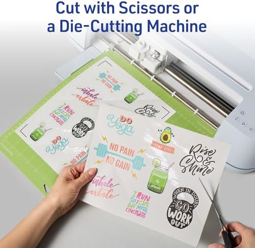 Avery Printable Sticker Paper, 8.5" x 11", Glossy Clear, Permanent Adhesive, Laser/Inkjet Compatible, 7 Full-Size Label Sheets, Great for Product Branding, Cute Stickers, Custom Signs, and More (4397)