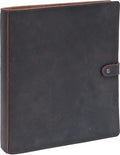 Fan&Ran Leather 3 Ring Binder, 1" Round Rings for 8.5"x11" Paper and Sheet Protectors, Interior Pockets & Snap Closure, Letter Size, Vintage Brown