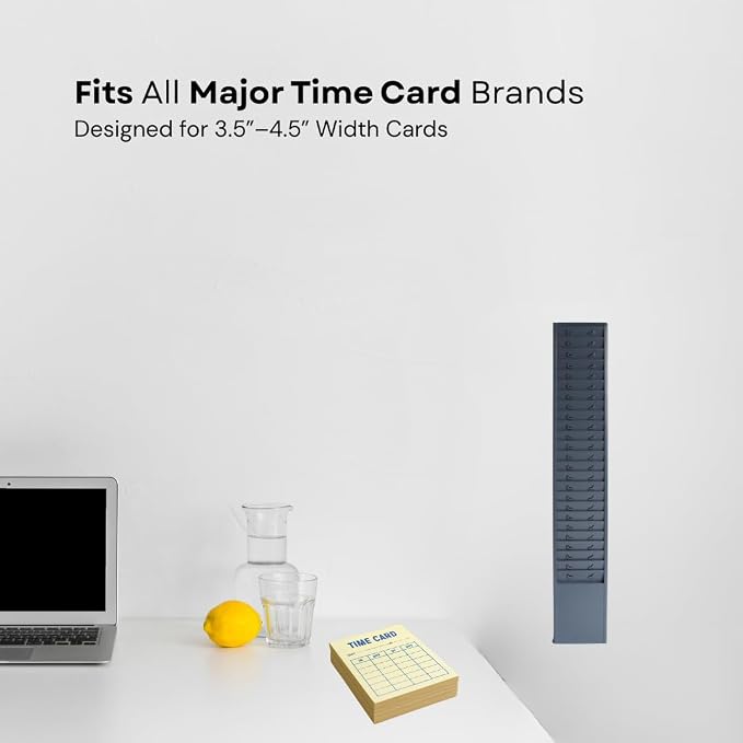 25-Slot Metal Wall Organizer Employee Time Card Rack, Fits 3.5-4.5in Cards
