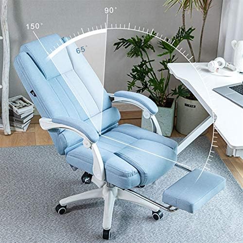 Computer Chair Office Chair Fabric Office Chair Computer Chair Ergonomic Pulley Game Chair Adjustable Tilt 155° with Armrest and Waist Support for Home Ergonomic Desk Chair (Beige Without Foot Pads
