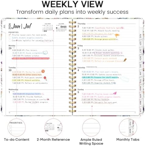 Planner 2026-2027, Weekly & Monthly Academic Calendar, Jul 2026 – Jun 2027
