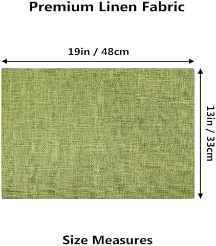 Demetex Table Placemats Set of 8 Olive Green Linen Place Mats Washable Fabric Plate Mats for Picnic Camping Barbecue, 13x19 inch, Lime Green