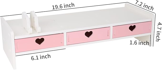 Cute Monitor Stand Kawaii Desk Organizer Cute Desk Organizer with Drawers Monitor Riser Computer Stand