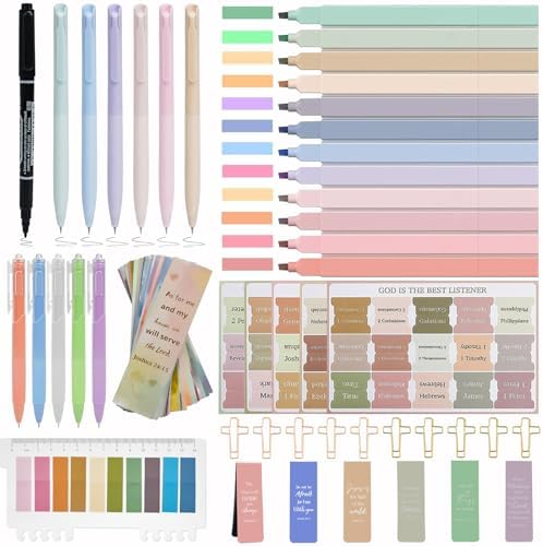 HRFGWDD 76-Piece Bible Study Supplies, Bible Journaling Kit for Women