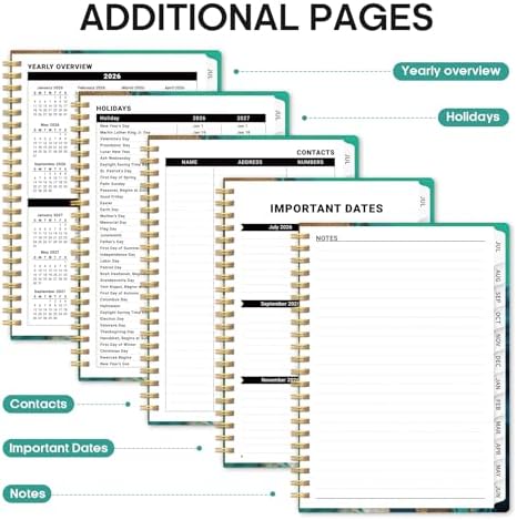 Planner 2026-2027, Jul 2026-Jun 2027 Academic Monthly & Weekly Planner | 8.5" x 11" Hardcover Pretty Calendar Planner for Women, Spiral Organizer for School Office Home Supplies, Emerald Shores