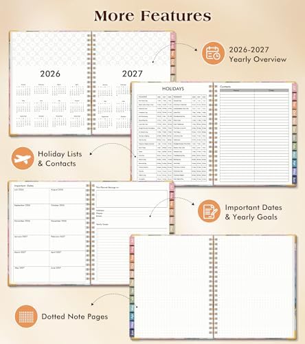 Academic Planner 2026-2027, Hardcover Weekly and Monthly Calendar Planner from July 2026 - June 2027, 8.5" x 11" A4 Large Daily Agenda with Tabs, College School Organizer for Student Teacher, Vibrant Watercolor