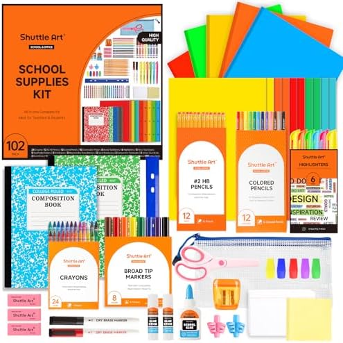 Shuttle Art 102 PCS Back to School Supplies Kit for Grades K-12