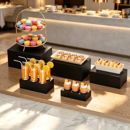 Display Stand, Display Risers - 5 Pcs Metal Rectangle Cake Stand for Buffet