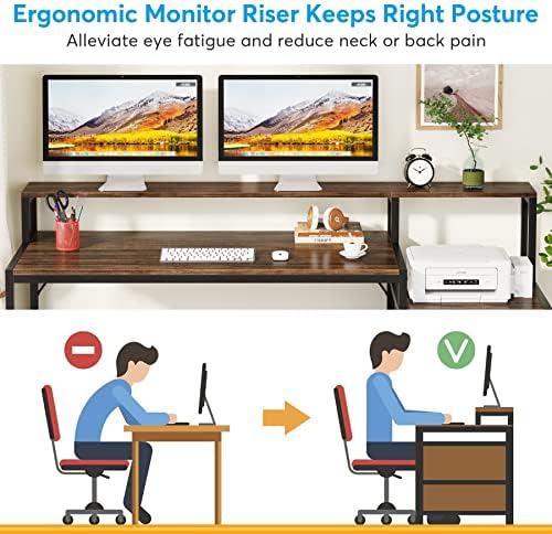 Tribesigns 63 Inch Computer Desk with File Drawer Cabinet, Ergonomic Desk