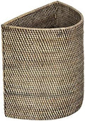 KOUBOO Handwoven Half-Moon Rattan Waste Basket Wicker Trash Can, Black Wash