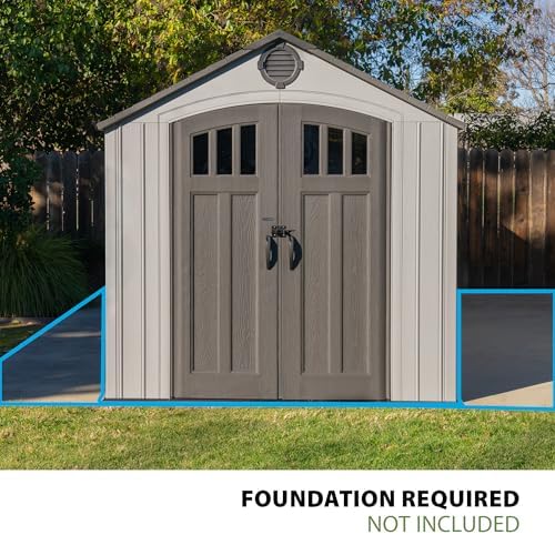 Lifetime Outdoor Storage Shed, 8x20 Ft, Gray, Resin Backyard Tool Shed with Lockable Doors and Weather-Resistant Panels