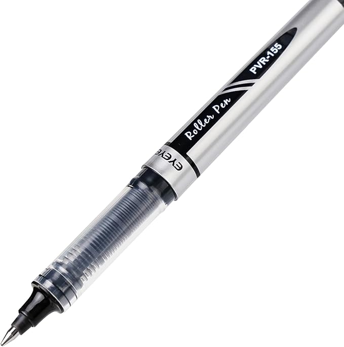 EYEYE Black Rollerball Pens Pack of 12, 0.7mm Fine Point, Quick Dry | Back to School Essentials, Liquid Ink Roller Ball Pen Fine Point Smooth Writing Pens for Journaling, Office Supplies