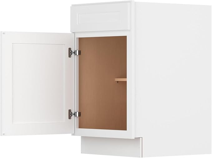Furinno Shaker Drawer Base Kitchen Cabinet with 1-Door, White | 24 D x 21 W x 34.5 H, Adjustable Hinges, Soft-Close Shaker-Style Door, Ready to Assemble, Plywood, for Pantry, Dining Room